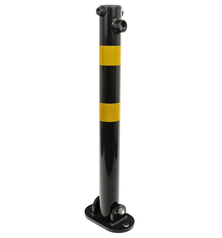 610 Black Fold Down Parking Post with Yellow Reflective Bands 1